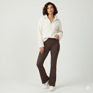 Yogalicious MADISON Ankle Length Crossover 7/8 Flare Leggings XTRA-LARGE Brown